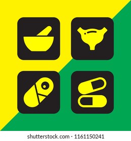 4 pill icons in vector set. drug, pharmacy and medicine illustration for web and graphic design
