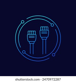 4 pin connectors icon, linear design