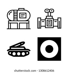 4 pipe icons with tank and valve in this set