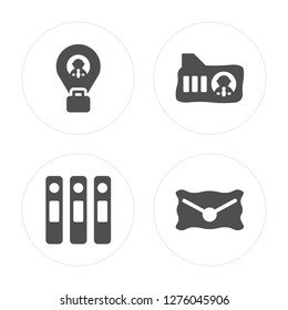 4 Placeholder, Files, Folder, Email modern icons on round shapes, vector illustration, eps10, trendy icon set.