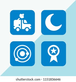 4 planet icons in vector set. moon, space, star and satellite illustration for web and graphic design