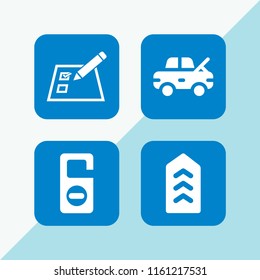 4 plank icons in vector set. damage, door, checklist on a paper with a pencil and chevron illustration for web and graphic design
