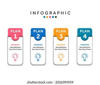 4 Planes Coloridos Rectángulos Infografía para Presentación Empresarial