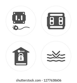 4 Plug, Home, Switch, Deep modern icons on round shapes, vector illustration, eps10, trendy icon set.