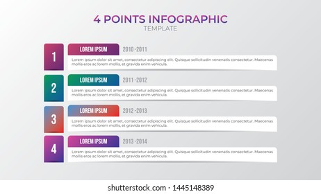 4 point infographic element template vector with number. use to show list, workflow, timeline, information, etc.