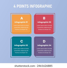 4 point stage or step infographic template with box on center cycle with outline accessories for slide presentation vector