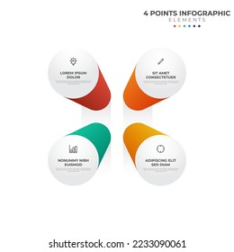 4 points circular infographic element, cycle layout diagram with icon and colorful color, can be used for presentation, banner, etc.
