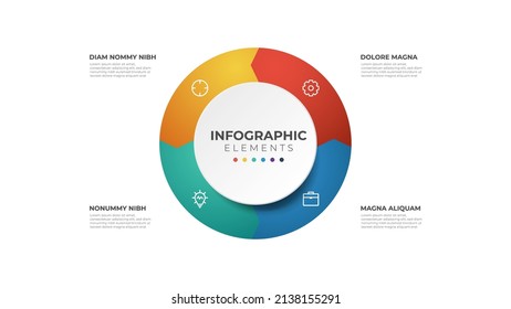 4 Points Circular Steps, Sequence Infographic Element Template.