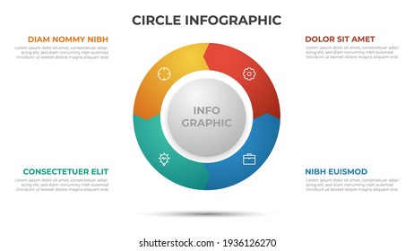4 Points Infographic Template With Circle Layout Vector.