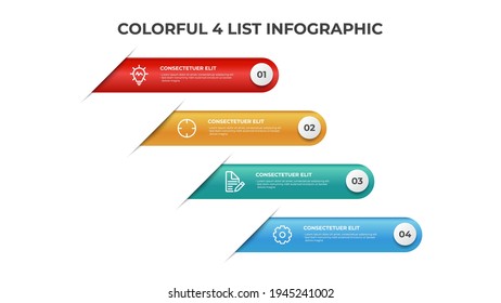 4 points of list diagram layout, colorful infographic element template vector