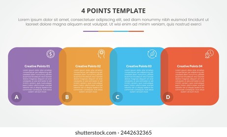 4 points stage list template infographic concept for slide presentation with venn blending horizontal round square with flat style