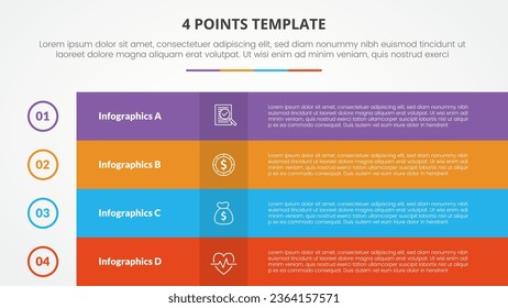 4 points stage template infographic concept for slide presentation with box table fullpage colorfull 4 point list with flat style