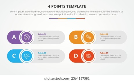 4 points stage template infographic concept for slide presentation with round rectangle creative 4 point list with flat style