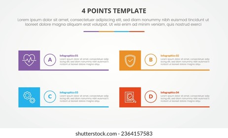 4 points stage template infographic concept for slide presentation with box edge banner 4 point list with flat style