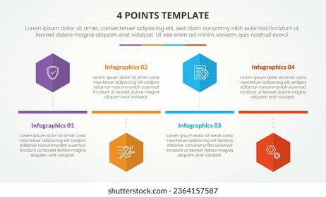 4 points stage template infographic concept for slide presentation with honeycomb shape timeline style 4 point list with flat style