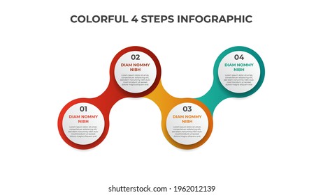 4 points of steps, connected circle list diagram with number of sequence, infographic element template vector