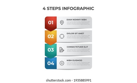 4 points of steps, list diagram layout with number, infographic element template vector