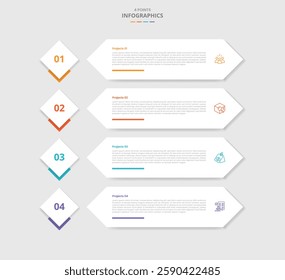 4 points template comparison concept for infographic with diamond base shape on vertical list process with drop shadow style with two point list information vector