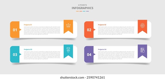 4 points template comparison concept for infographic with round rectangle with ribbon badge accessories with drop shadow style with two point list information vector