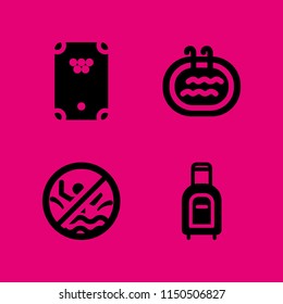 4 pool icons in vector set. swim, vacation, swimming pool and eight ball illustration for web and graphic design