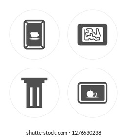 4 Pop art, Column, Map, Still life modern icons on round shapes, vector illustration, eps10, trendy icon set.