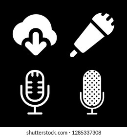 4 popular icons with microphone and download from the filled cloud in this set