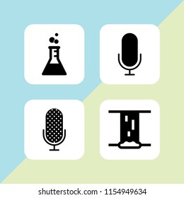 4 popular icons in vector set. microphone, waterfall and experiment illustration for web and graphic design