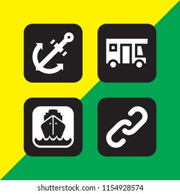 4 port icons in vector set. transport, chain, cruise and anchor illustration for web and graphic design