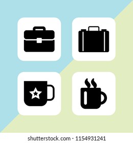 4 portfolio icons in vector set. mug and briefcase illustration for web and graphic design