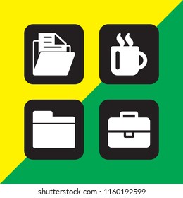 4 portfolio icons in vector set. briefcase, mug and folder illustration for web and graphic design