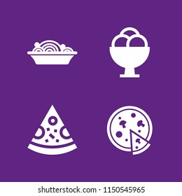 4 portion icons in vector set. dessert, pizza and meal illustration for web and graphic design