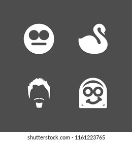 4 portrait icons in vector set. nerd, bird, sceptic and hair illustration for web and graphic design