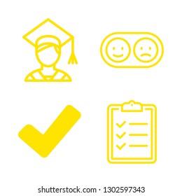 4 positive icons with positive and negative and good school sign in this set