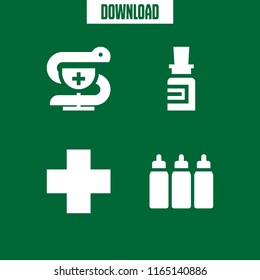 4 prescription vector icon set with medicine, pharmacy sign, capsules and pharmacy icons for mobile and web