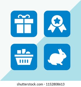 4 present icons in vector set. reward, gift, basket and bunny illustration for web and graphic design