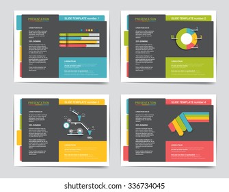 4 presentation business templates. Infographics for leaflet, poster, slide, magazine, book, brochure, website, print.