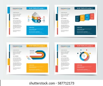 4 presentation business templates. Infographics for leaflet, poster, slide, magazine, book, brochure, website, print.