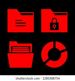 4 presentation icons with folder and pie chart in this set
