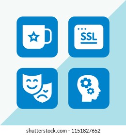 4 presentation icons in vector set. mug, ssl, theater and process illustration for web and graphic design