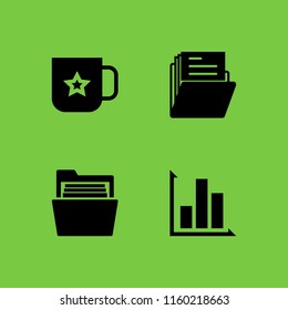 4 presentation icons in vector set. mug, folder and diagram illustration for web and graphic design
