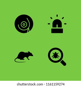 4 prevention icons in vector set. breast, alarm, pest and rodent illustration for web and graphic design