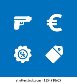 4 price icons in vector set. tag, euro, pistol and offer illustration for web and graphic design