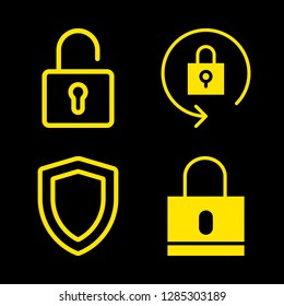 4 privacy icons with padlock and locked in this set