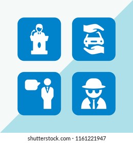 4 private icons in vector set. spy, speech and protection illustration for web and graphic design