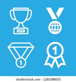 4 prize icons with medal and sport trophy in this set