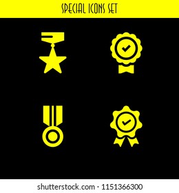 4 prize icons in vector set. medal illustration for web and graphic design