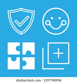 4 problem icons with protection and puzzle in this set