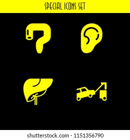 4 problem icons in vector set. anatomy, liver, hear and tow illustration for web and graphic design