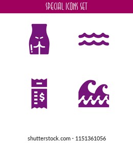 4 problem icons in vector set. bill, anatomy and ocean illustration for web and graphic design