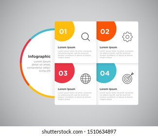 4 Process Business Infographic Square Circle Presentation